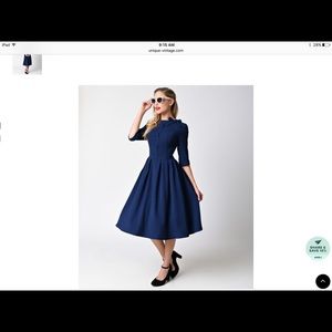 1950s Style Navy Blue Madison Swing Dress